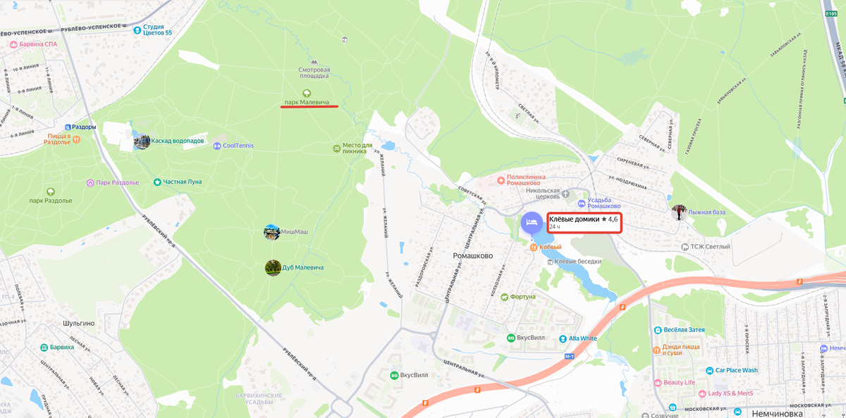 "Клёвое место" в Ромашково на карте.