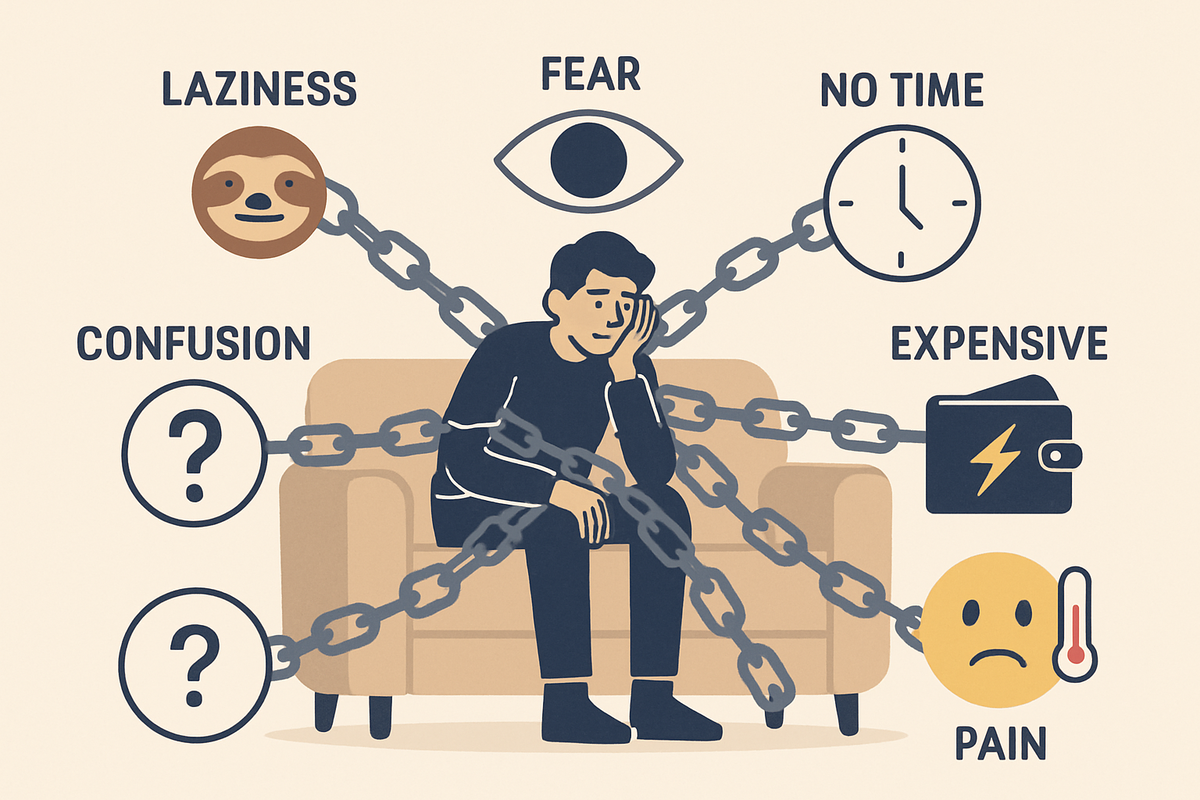 Лень, страх, незнание, время, деньги, боль – главные "демоны" новичка. Определите своего!