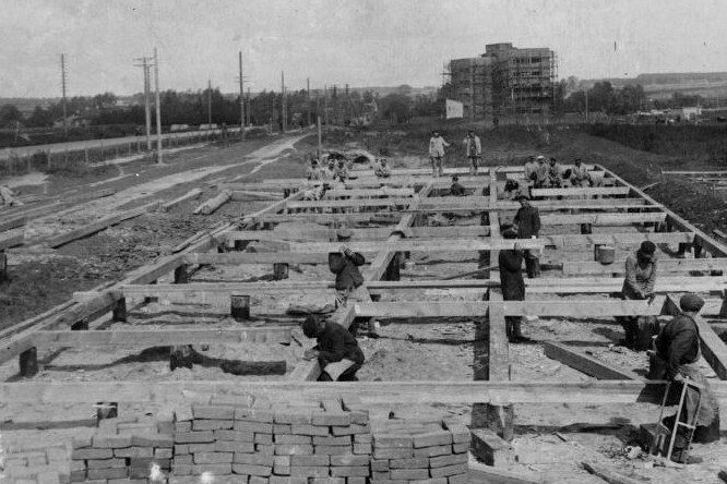 Строительство Алексеевского студенческого городка, 1931 год. Фото: https://pastvu.com