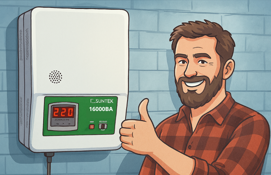 Стабилизатор напряжения SUNTEK за работой...