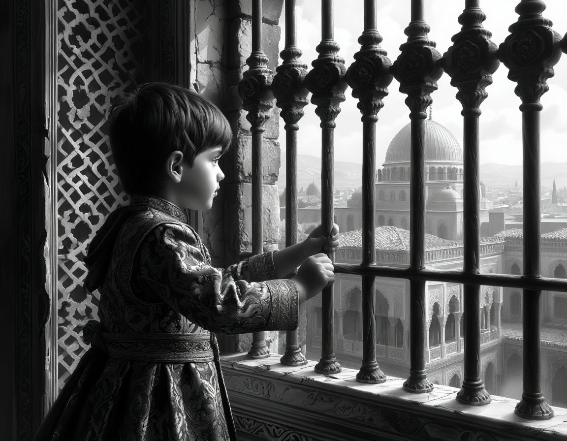 В тронном зале Бурсы, ставшем «золотой клеткой», маленький наследник Орхан с тоской смотрит через зарешеченное окно на мир, который ему недоступен