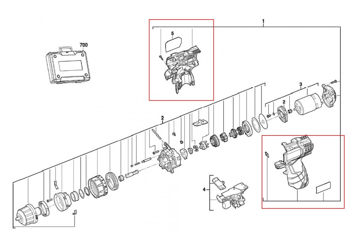 Корпус 200074017 для аккумуляторной дрели-шуруповерта AEG BS 12C2