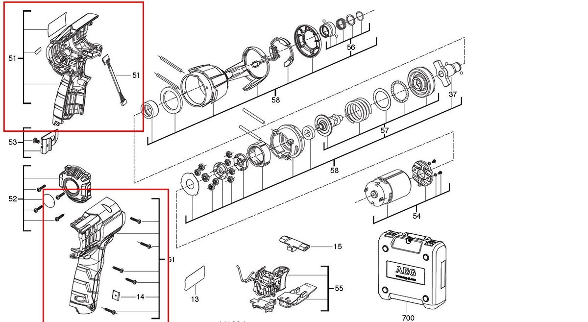 Корпус 4931435803 для аккумуляторного винтоверта AEG BSS12C
