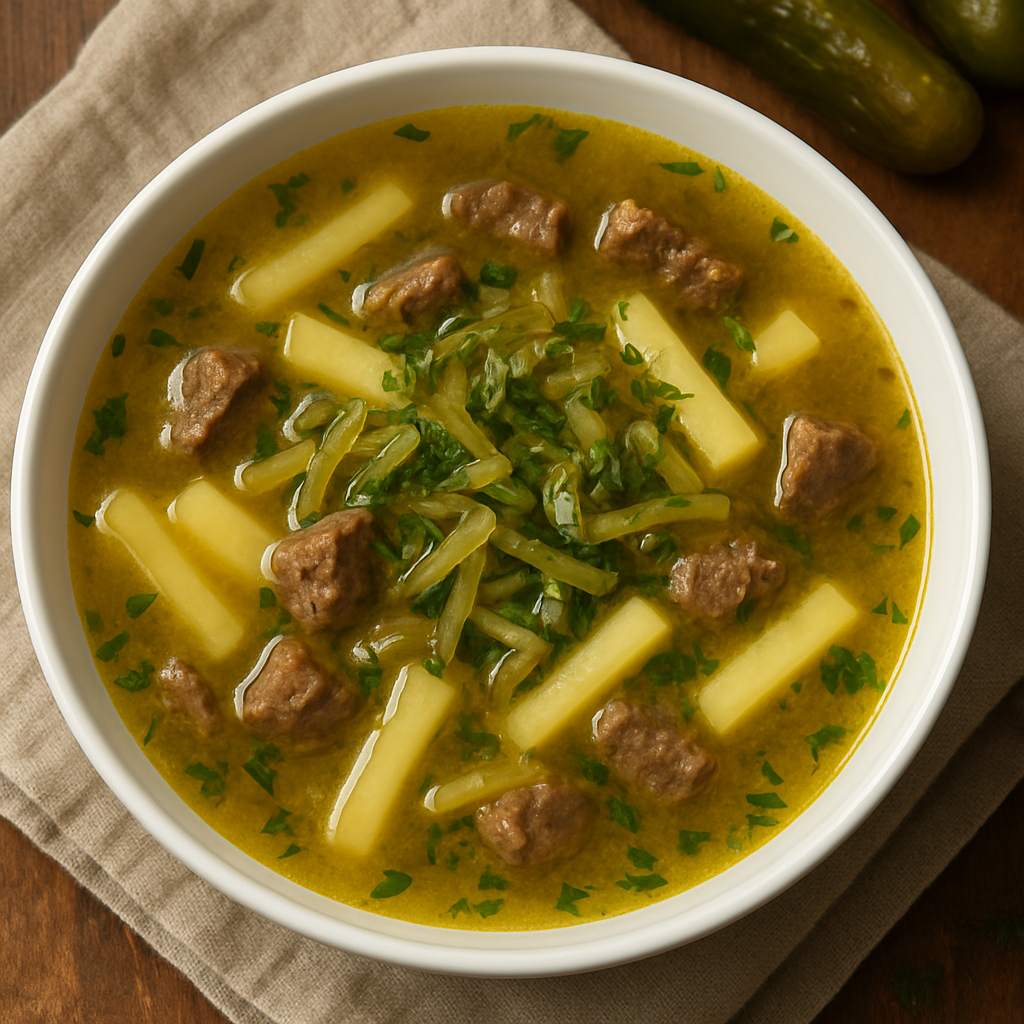 Польский огруречный суп, елассический рецепт