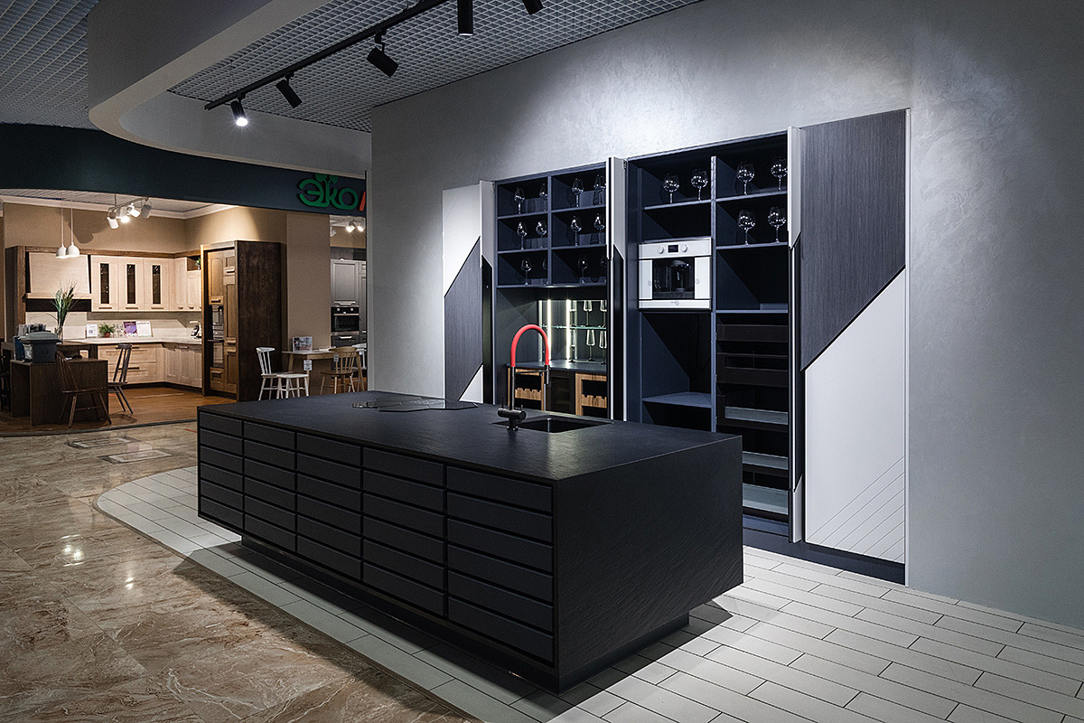 Кухня в стиле минимализм из коллекции «Матрикс» от мебельной фабрики Рондини