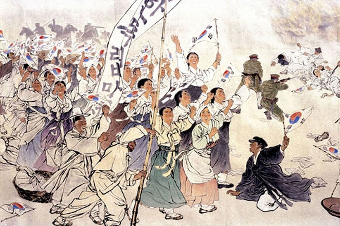 Движение 1 Марта 1919 г. Народ за восстановление независимости Кореи, которое было жестоко подавлено. (Источник: spb.hse.ru)