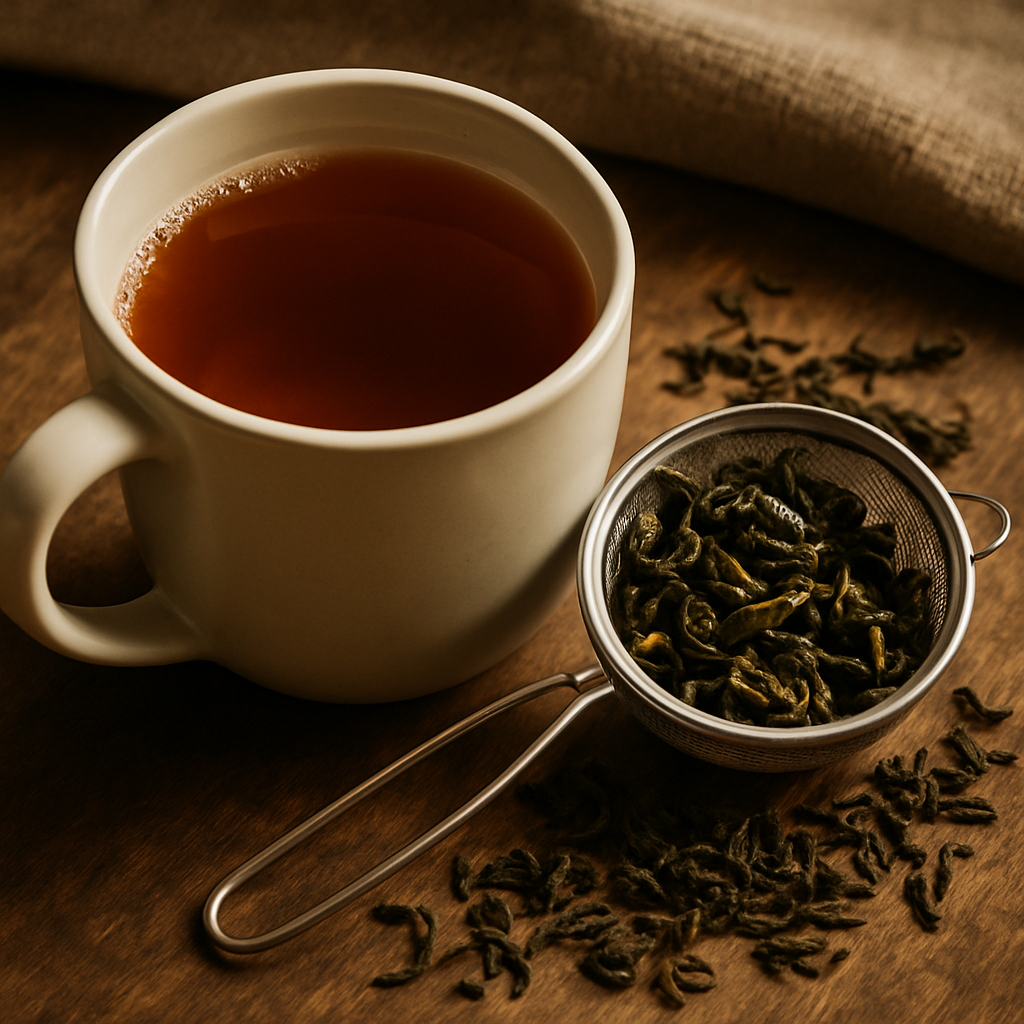 Чай заваренный в сите и чашке