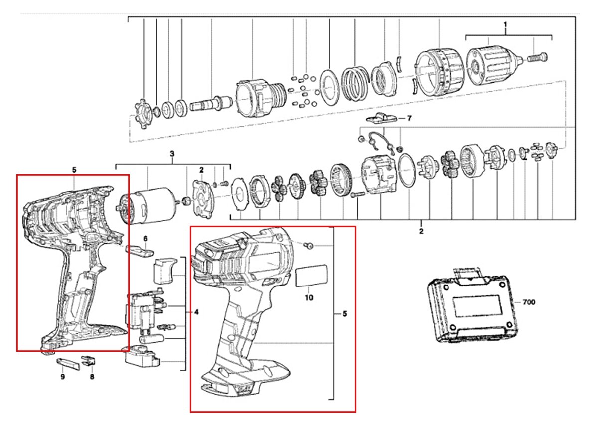 Оригинальный Корпус 4931435503 для ремонта аккумуляторной дрели-шуруповерта AEG BS 14G2