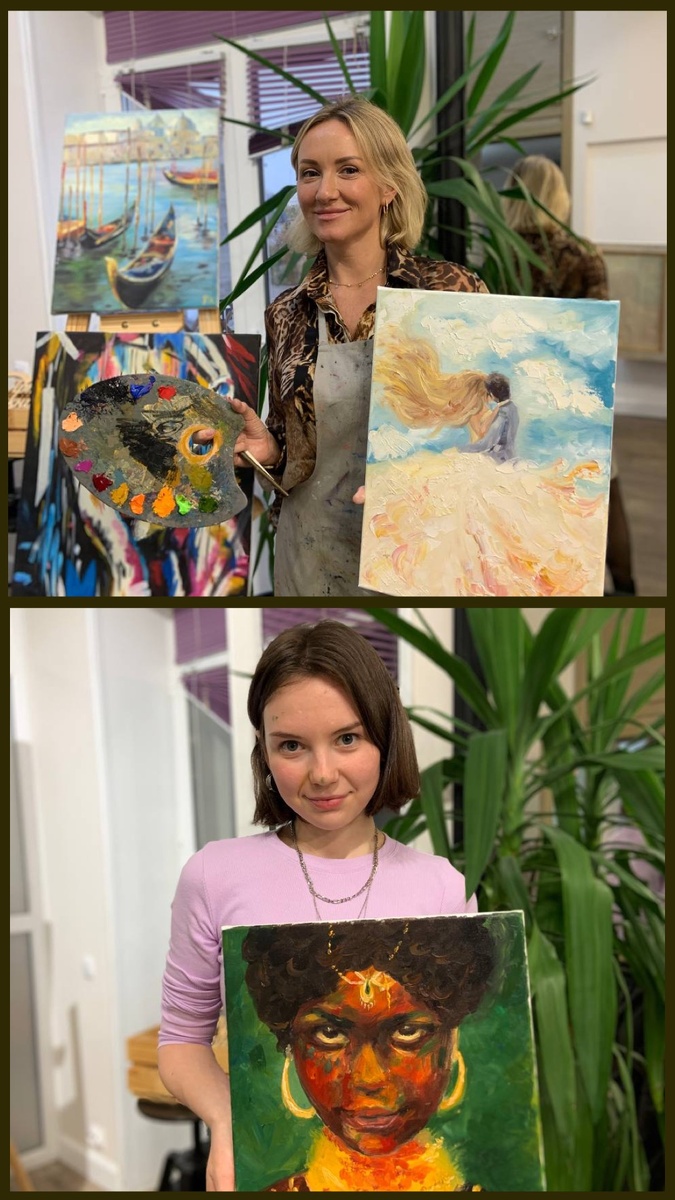 Результат трех часового мастер-класса по живописи маслом с нуля в «Арт-Пикник»