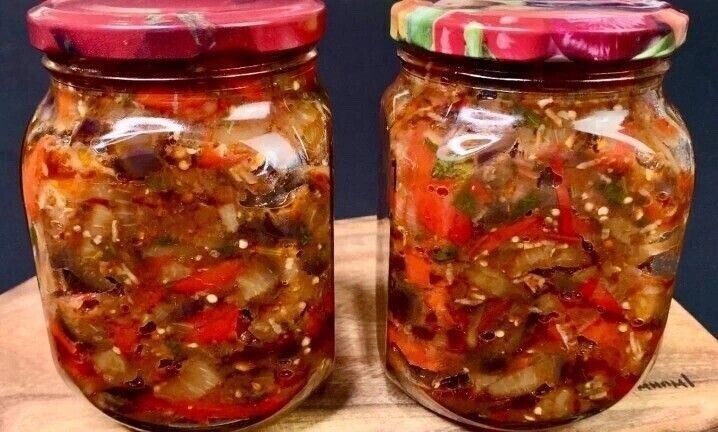Салат из сладкого перца и баклажанов на зиму - вкуснейшая простая заготовка