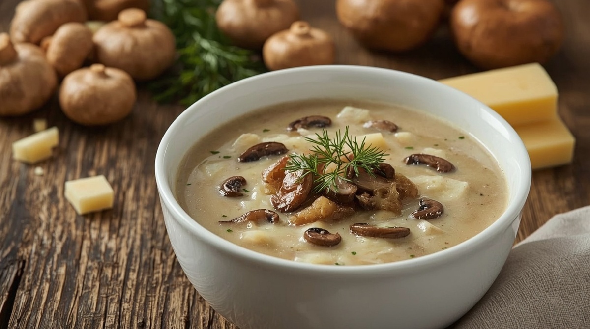 Грибной суп с плавленым сыром
