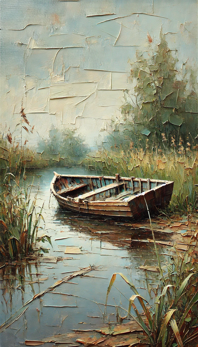 Картина: Брошенная лодка