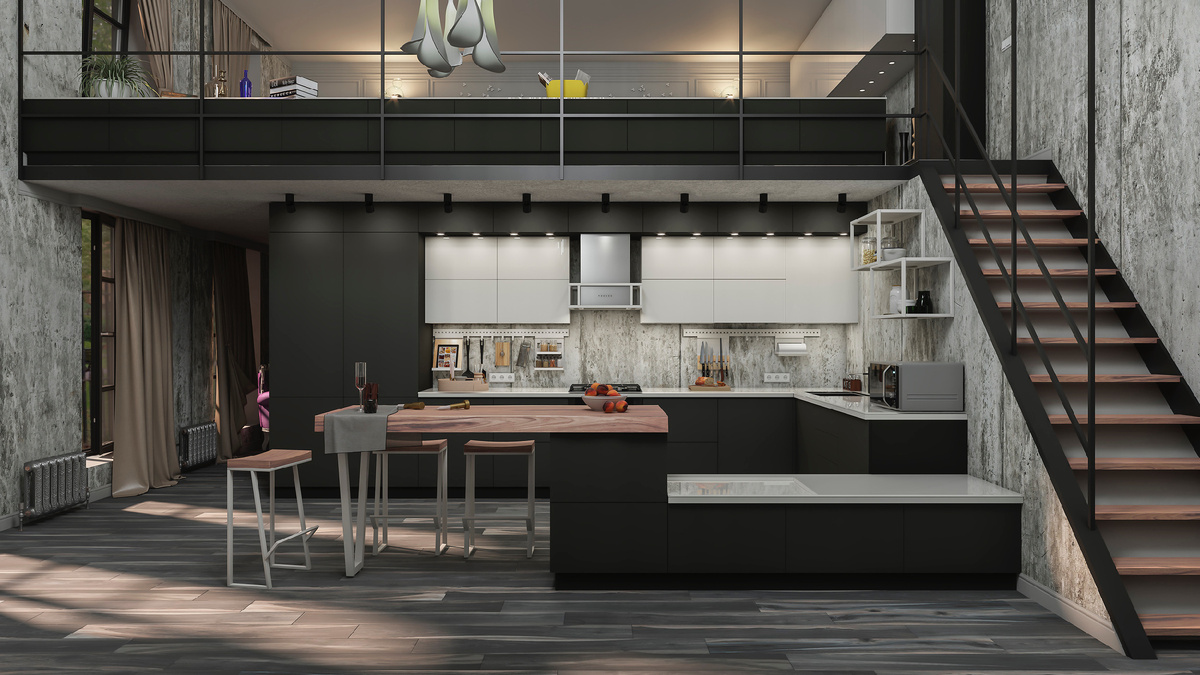 Кухня в стиле лофт из коллекции Лючия от мебельной фабрики Рондини