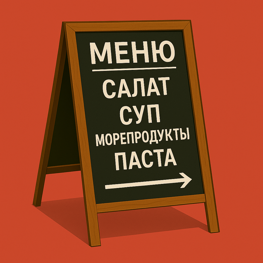 Штендер с поверхностью для нанесения мелом