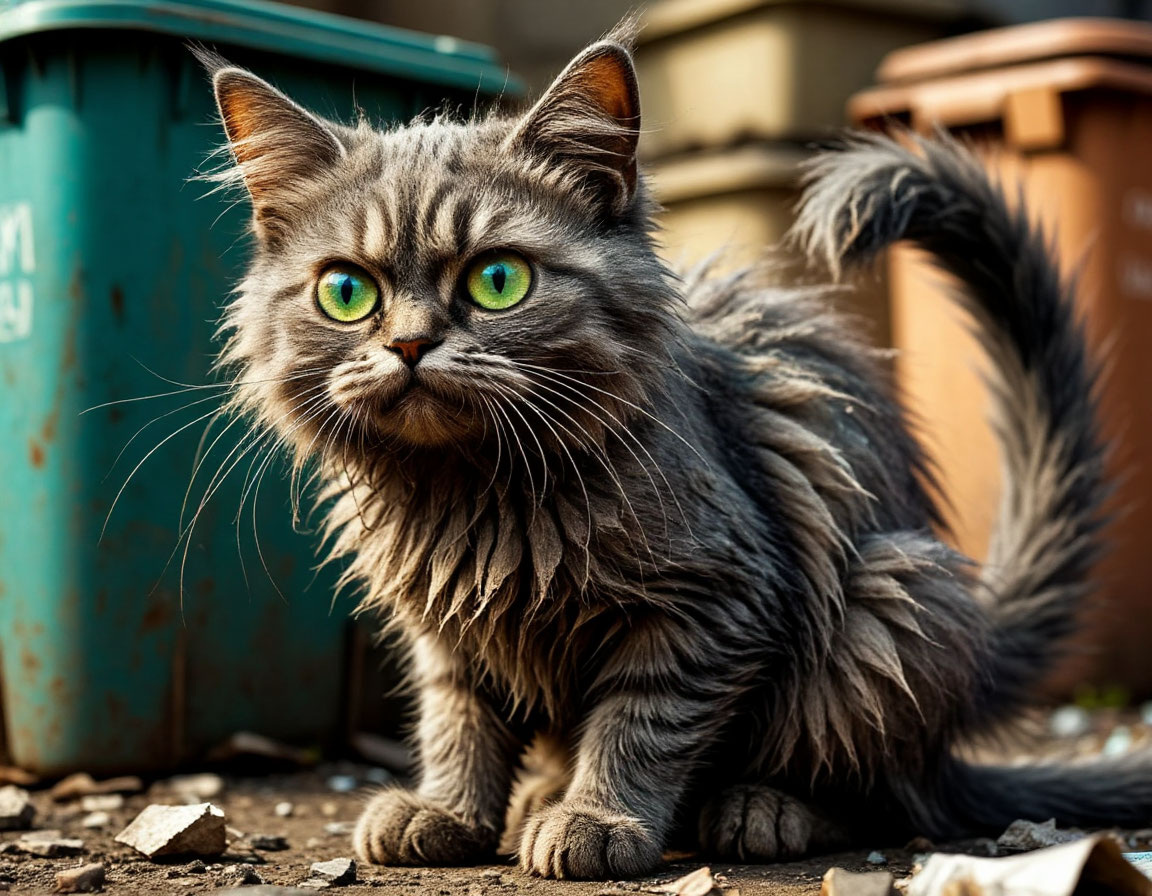 ИИ Кот на мусорке