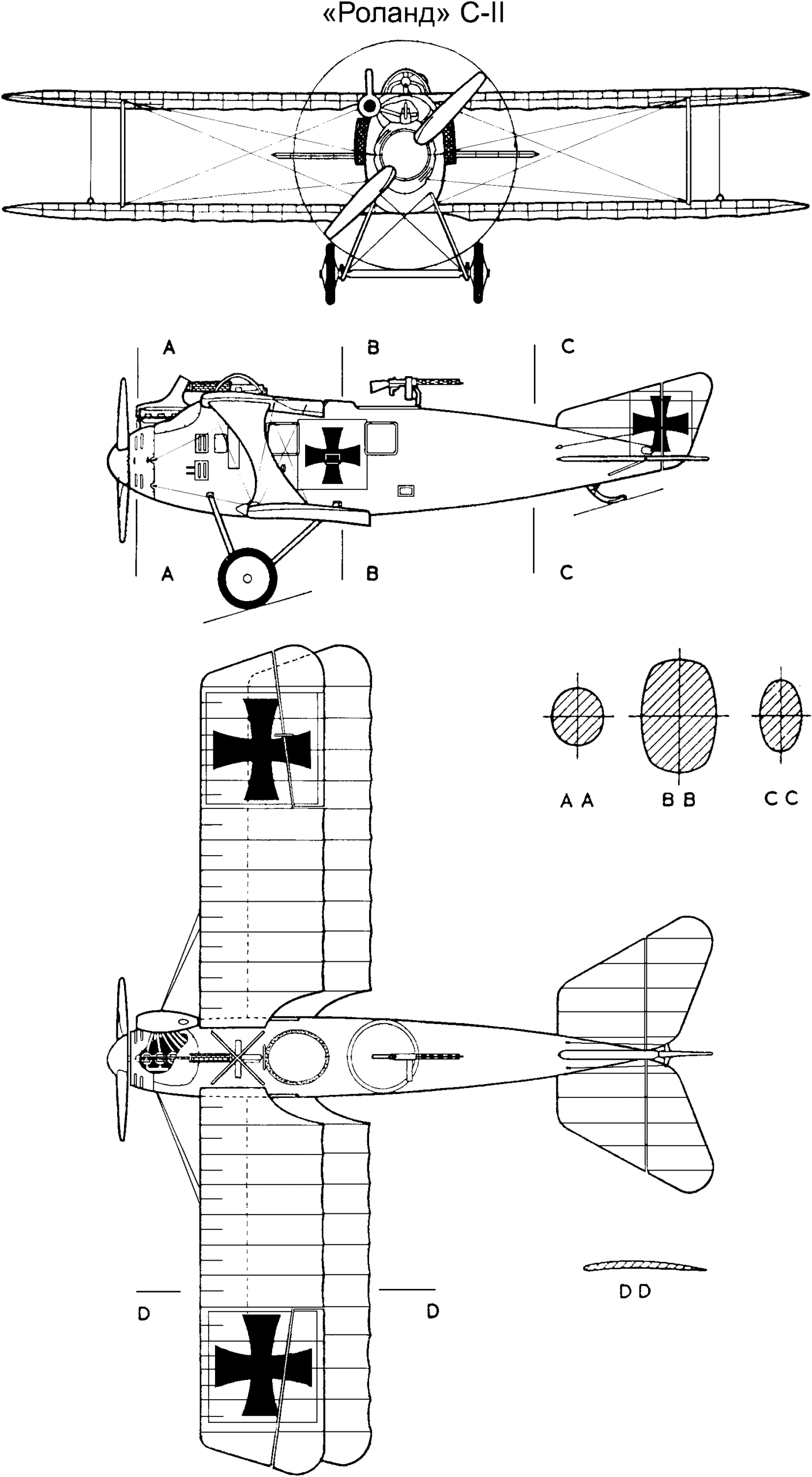 схема самолета-разведчика LFG Roland C.II. Чертеж flyingmachines.ru