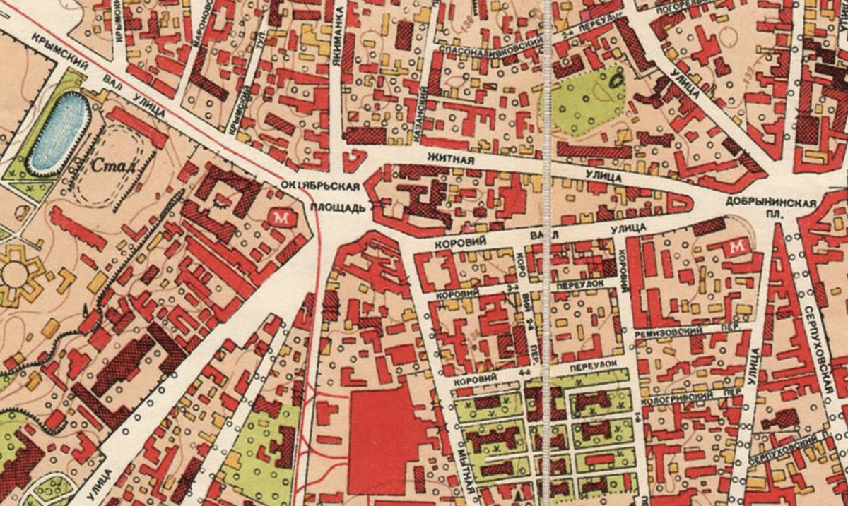 Площадь на карте Москвы 1952 года. С сайта www.retromap.ru.