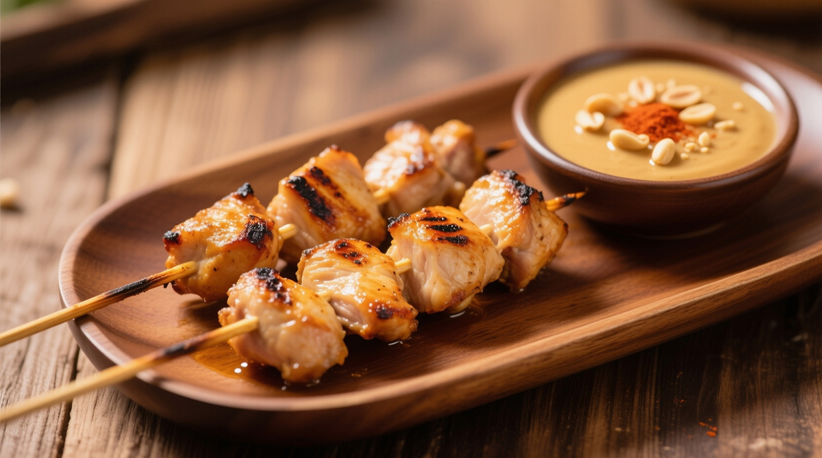 Куриные шашлычки с арахисовым соусом