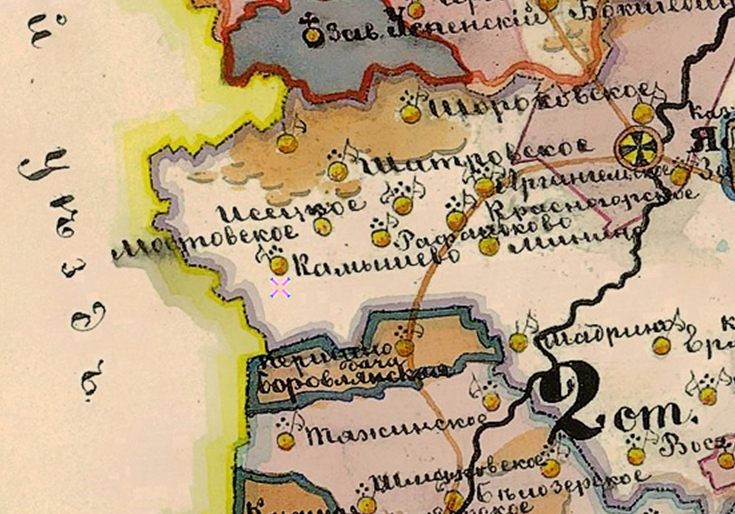 Фрагмент карты Тобольской и Томской губерний 1874 года