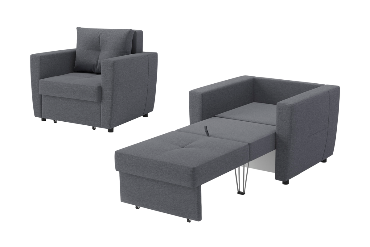 Кресло-кровать «Хельга» с обивкой из рогожки со спальным местом 70 х 190 сантиметров и местом для хранения. Цена — 22 180* рублей. 