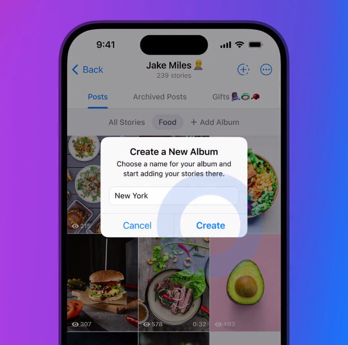 Новая функция — альбомы для историй