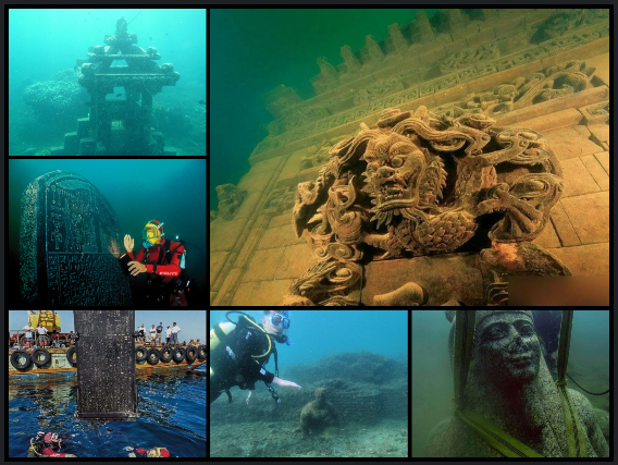 Древние архитектурные обьекты под водой.