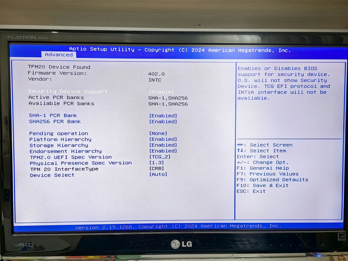 Security Device Support Enable