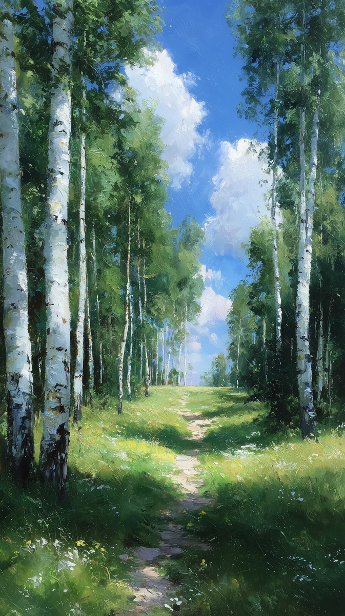 Картина: Берёзовая тропинка