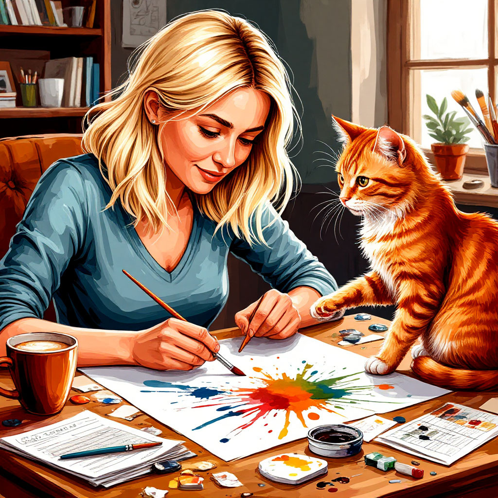 Рисуем в удовольствие с рыжим другом.