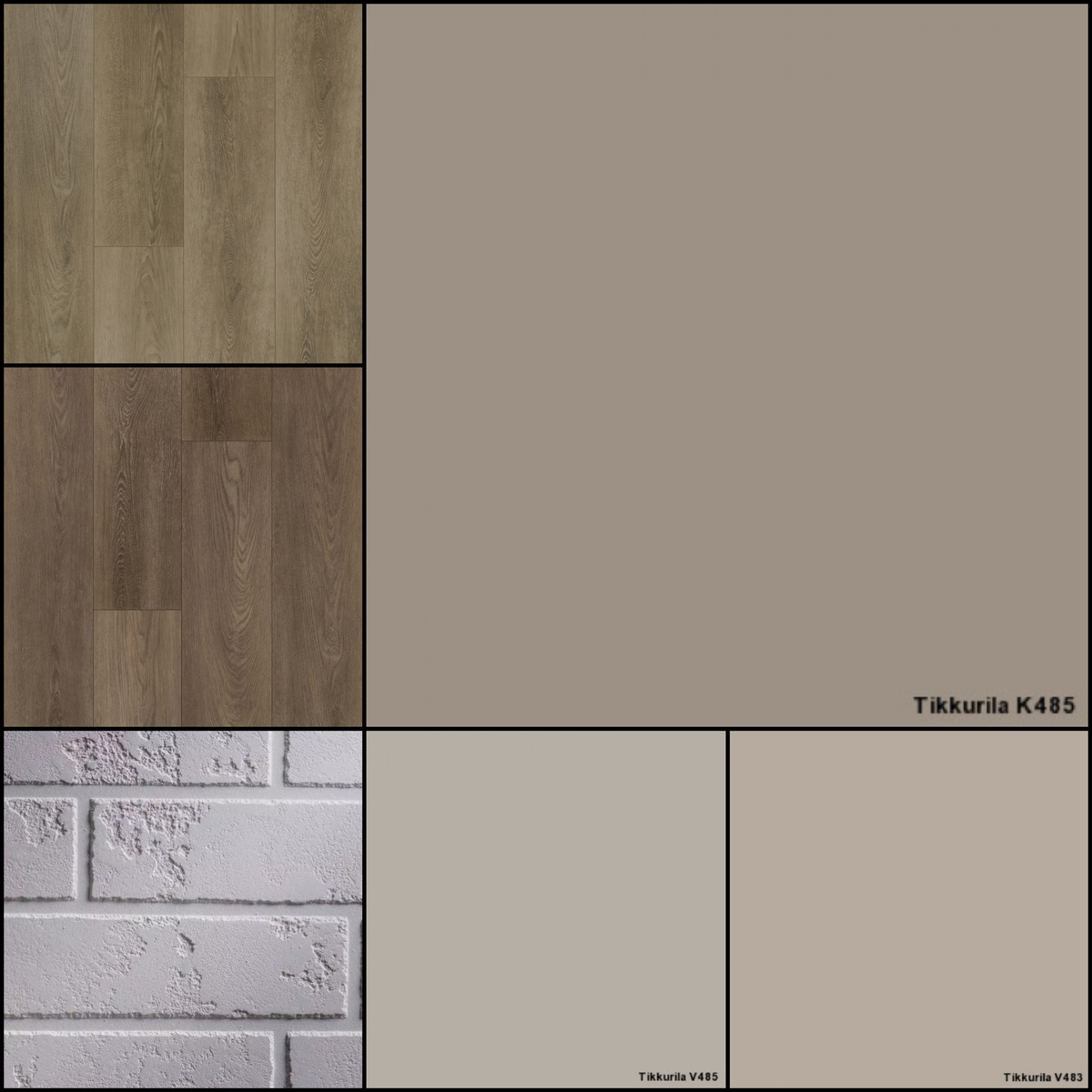 Коллаж с вариантам цветов стен и пола