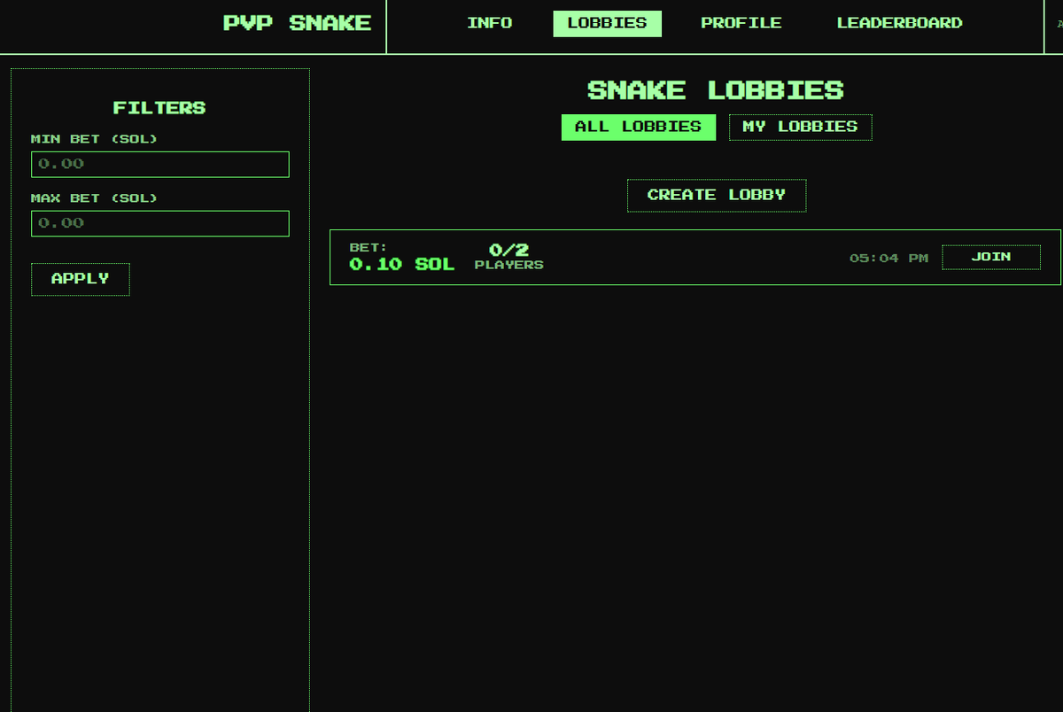 По центру - одна опубликованная "комната" которая ждет игроков