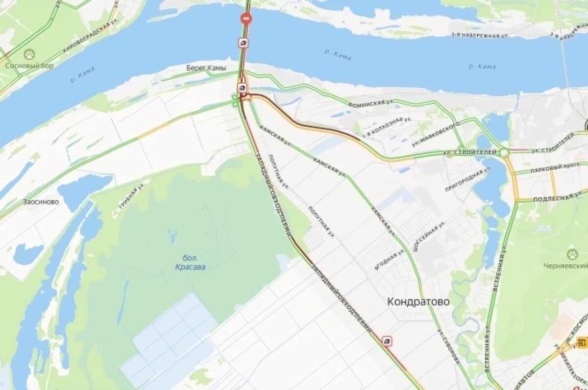    8-километровая пробка образовалась на Красавинском мосту в Перми
