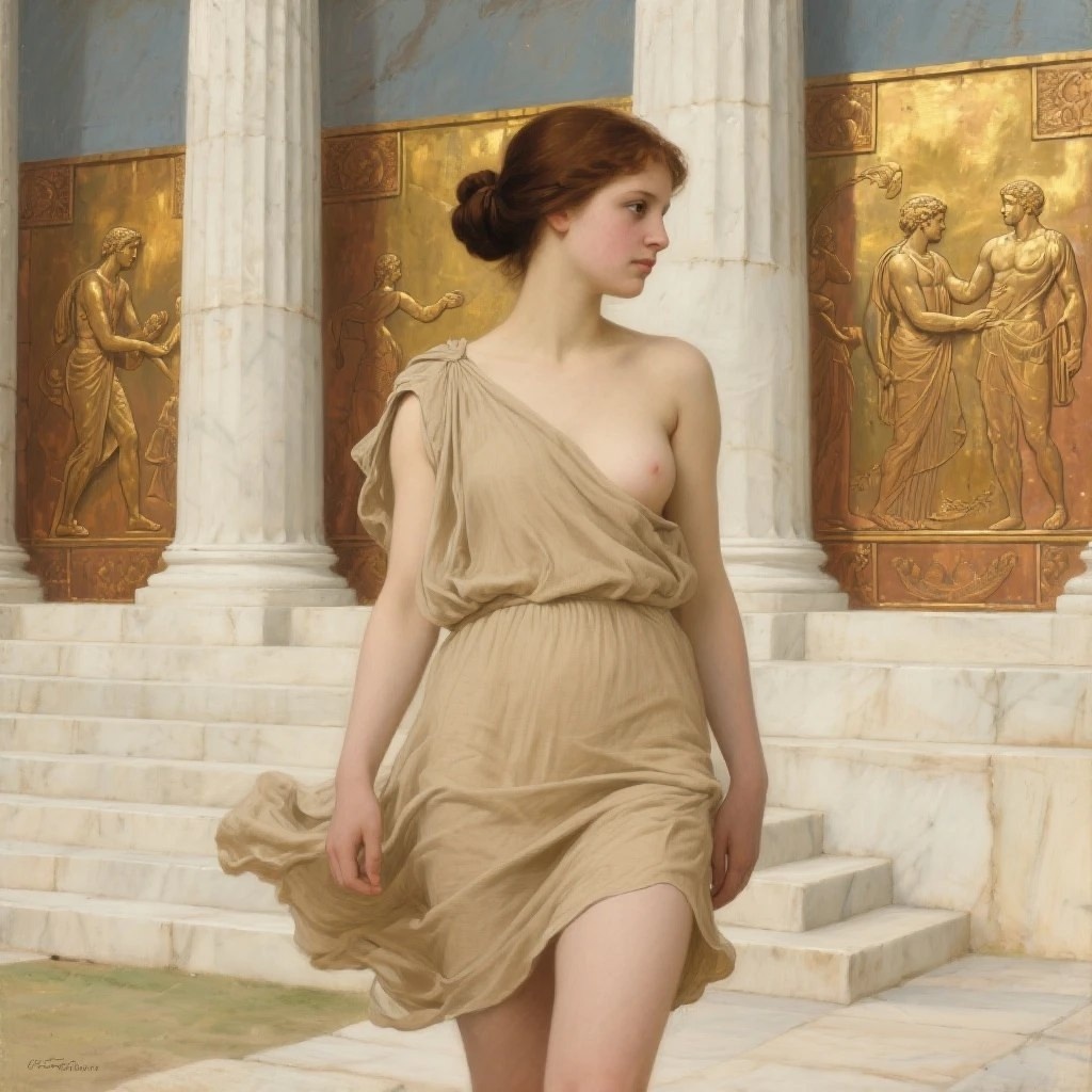 Девушка у храма Афины Меднодомной. Акрополь Спарты. V в. до н. э.