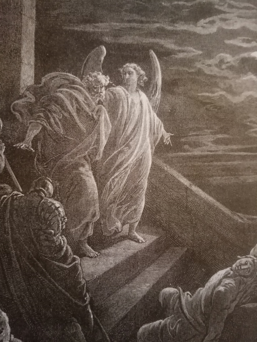Гюстав Доре. Ангел выводит Петра из темницы. Фото взято из открытых источников.