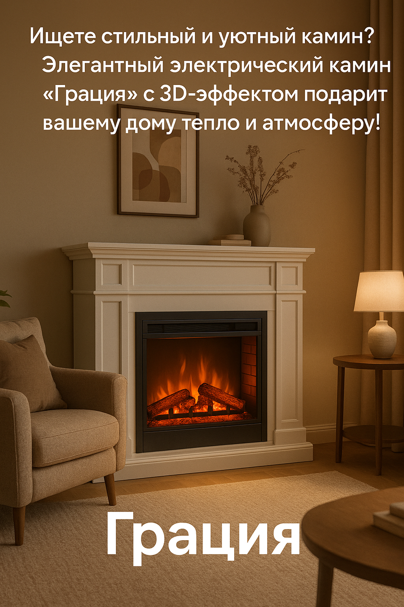    Электрический камин «Грация»: создайте уют и атмосферу тепла с 3D-еффектом в вашем доме Kamin