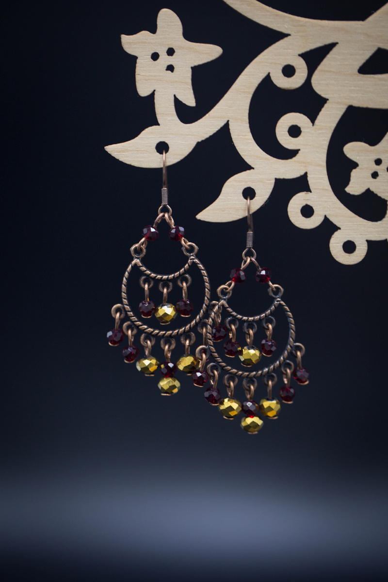 Серьги с медными подвесками