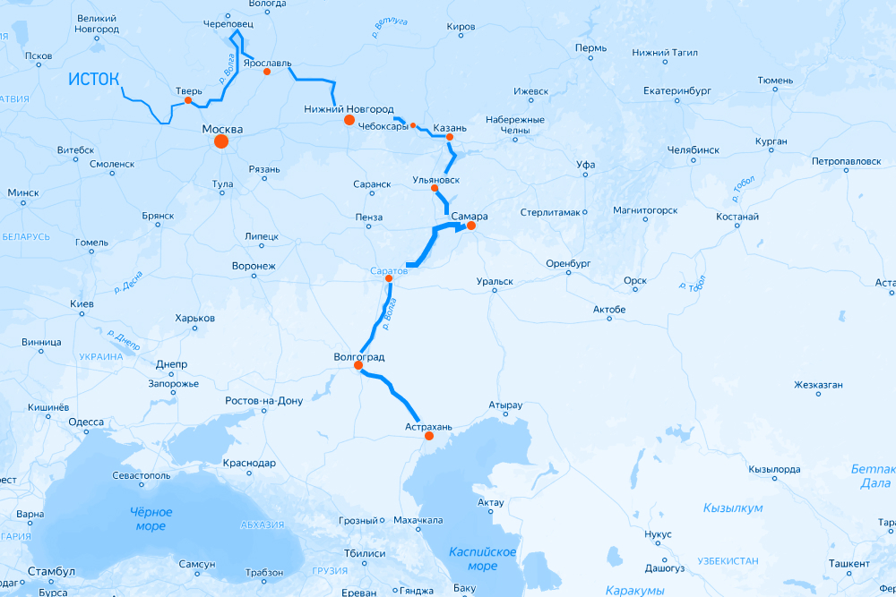 р. Волга на карте РФ.