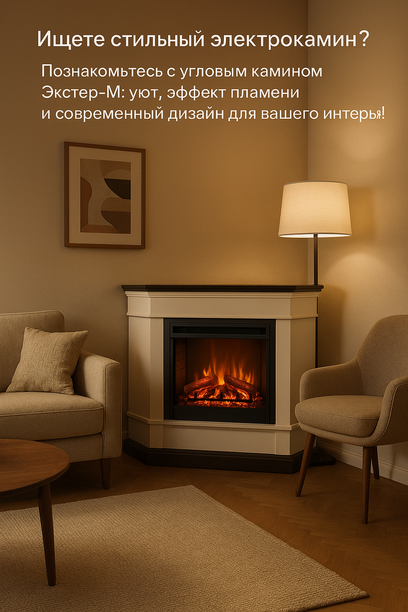    Идеальный угловой электрокамин Экстер-M: уют, стиль и технологии, которые меняют ваше восприятие домашнего тепла Kamin