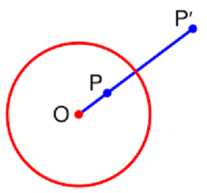 Точки P и P' отображаются друг в друга.