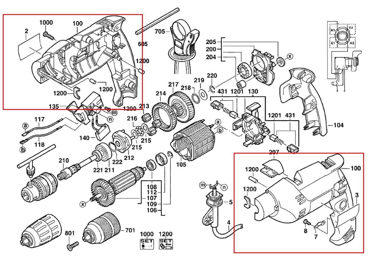 Оригинальный Корпус 4931415711 для ремонта ударной дрели AEG BE630R
