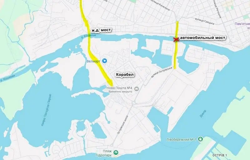    Карта боевых действий в Херсоне