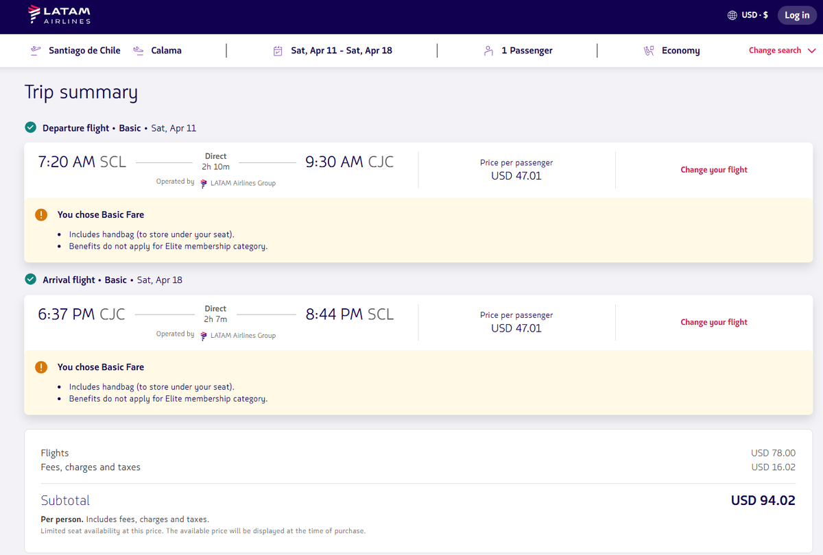 билеты из Сантьяго де Чили в Каламу, официальный сайт авиаконпании LAtAm