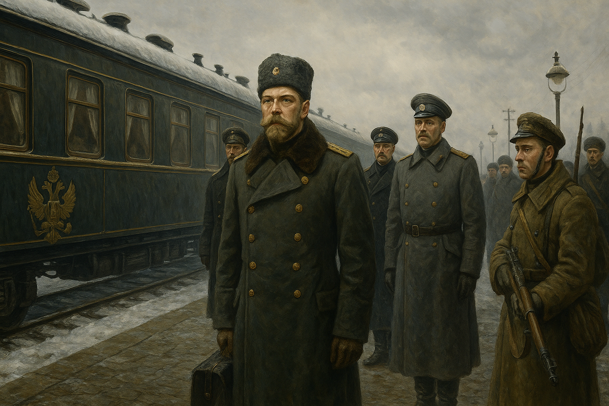 Царский поезд на станции Дно в феврале 1917 года. Момент крушения самодержавия.