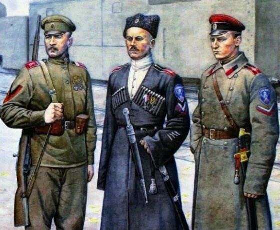 Известнее всего, пожалуй, Добровольческая армия. При этом, она всегда была довольно малочисленной и в 1919 году просто «обросла» в том числе другими ранее независимыми от неё армиями, получились ВСЮР. Художник: В. Куликов. 