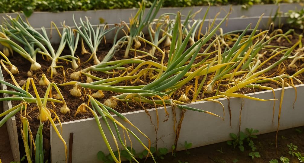 Лук полег — выдергивать или ждать? Когда на самом деле пора копать