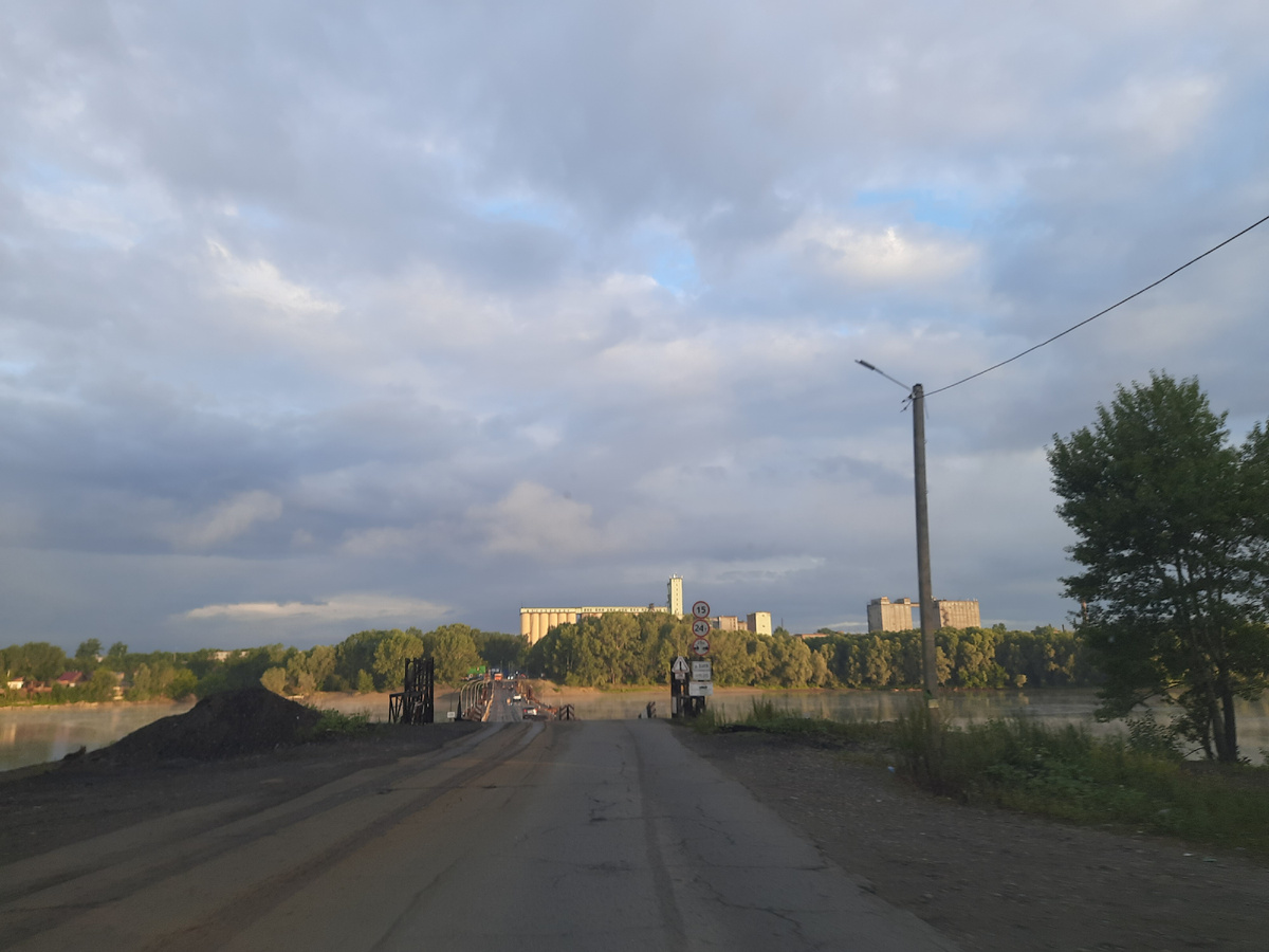 понтонный мост, Бия, Бийск, элеватор