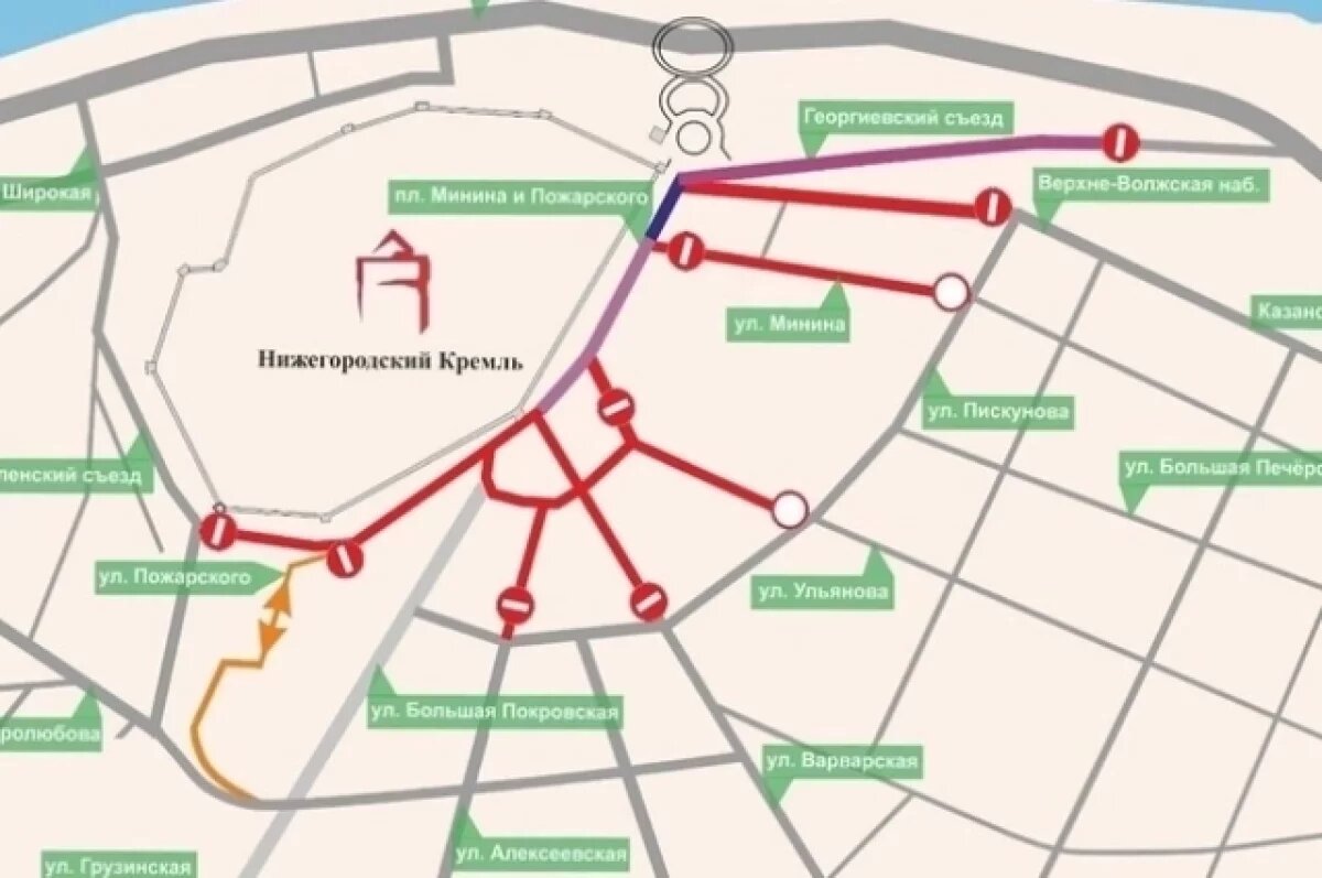    Несколько улиц перекроют в центре Нижнего Новгорода из-за Дня города