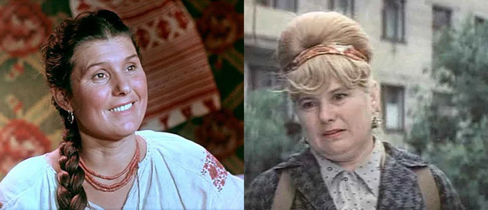 Слева: Владимирова в фильме "Поэма о море" (1958). Справа в фильме "Белый Бим Чёрное ухо"