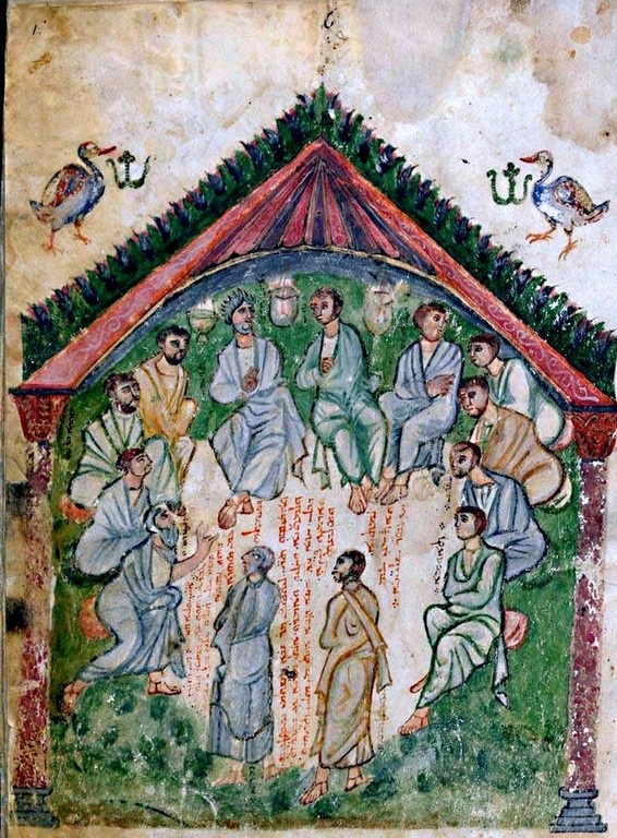 Избрание апостола Матфия. 6 в. Евангелие Раввулы.