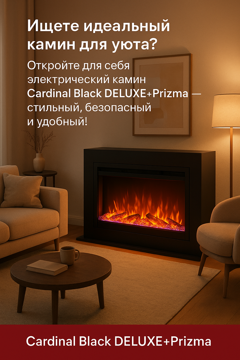    Как электрический камин Cardinal Black DELUXE+Prizma преобразит ваш дом в оазис уюта и стиля без лишних хлопот Kamin